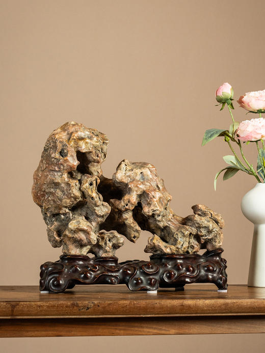 清	灵璧石文房赏石（红木座） 商品图0