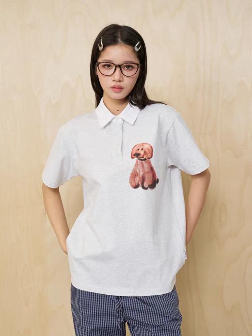 MoodLikeMe/MPL2505/水彩画印花毛绒小狗短袖polo衫 商品图3