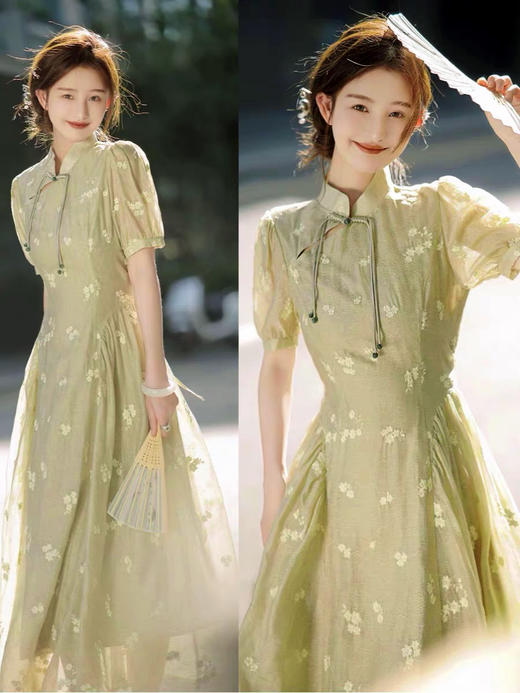 会员福利【莱赛尔天丝】拉夏贝尔/La Chapelle官网700+立领盘扣刺绣短袖连衣裙夏季2025年新款 商品图10