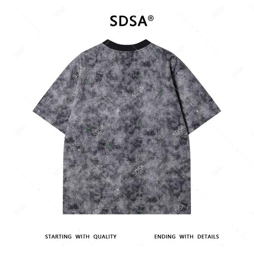 T4415SDSA夏季新款男士痞帅潮牌扎染撞色割破闪电设计圆领短袖T恤百搭 商品图5