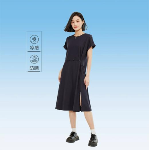 佐丹奴防晒连衣裙女黑科技凉感可调节腰开叉短袖t恤裙女13465222 商品图1