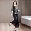 XYG9621 2025夏季新款复古香云纱印花宽松阔腿裤高端洋气妈妈两件套女装 商品缩略图2