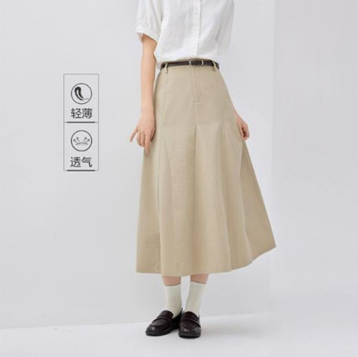 佐丹奴裙子女夏季新款纯棉显瘦A字裙破骨薄款半身长裙女13465330 商品图1