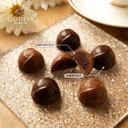 歌帝梵(GODIVA)精选松露形巧克力铁听6颗装(60g）+礼袋（松露形牛奶巧克力*3颗 松露形黑巧克力*3颗） 商品图2