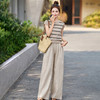 【预售3天】休闲时尚条纹针织上衣高腰阔腿裤套装2025夏季新款高级感两件套ZYI6366 商品缩略图1