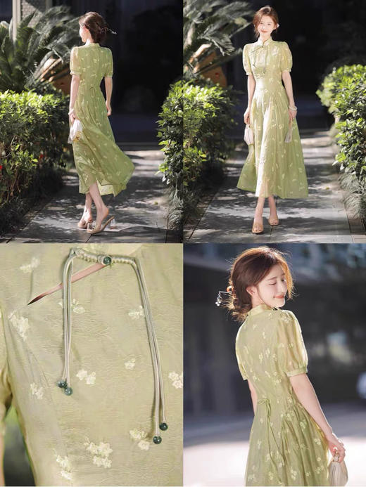 会员福利【莱赛尔天丝】拉夏贝尔/La Chapelle官网700+立领盘扣刺绣短袖连衣裙夏季2025年新款 商品图12