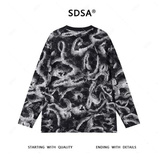 T4443SDSA秋季新款男士痞帅简约小格子撞色圆领长袖T恤宽松百搭休闲 商品图5