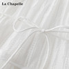 会员福利【莱赛尔天丝】拉夏贝尔/La Chapelle纯色小V领褶皱拼接短袖系带连衣裙夏季2025年新款 商品缩略图4