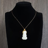 【天然正品】AU750黄金镶天然细腻青海料一级白油润度佳观音坐莲（平安安乐）和田玉吊坠项链54.1*25.2*11.3MM（皆取最大值）女士现售价：2880！310725XY23 商品缩略图8