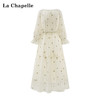 会员福利【精美刺绣~高品质】拉夏贝尔/La Chapelle蕾丝系带流苏抽绳刺绣七分袖收腰褶皱连衣裙 商品缩略图2