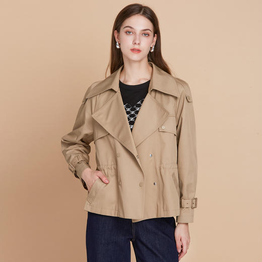 EITIE爱特爱收腰气质通勤短款显瘦风衣外套秋季新款7904605 商品图3