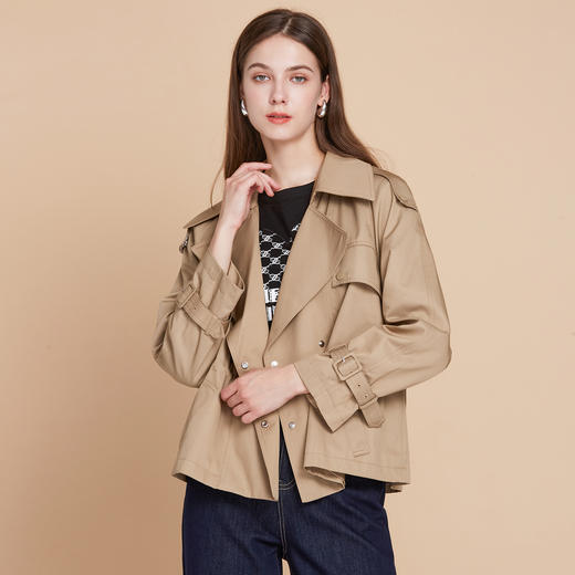 EITIE爱特爱收腰气质通勤短款显瘦风衣外套秋季新款7904605 商品图2