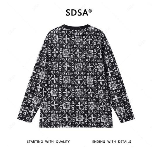 T4516SDSA秋冬新款男士痞帅潮牌袖街头风长袖圆领T提花设计师百搭上衣 商品图5