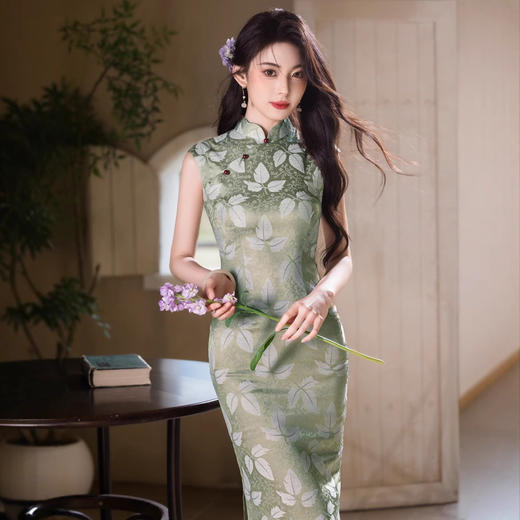 绿色旗袍高级感2025新款夏季YG2641 商品图3