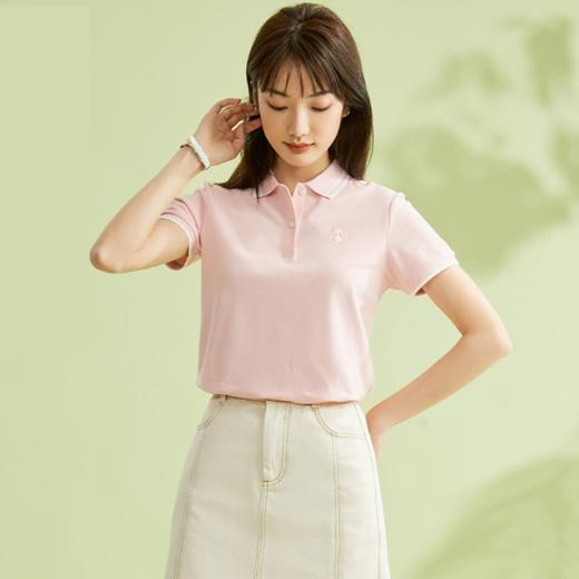佐丹奴25年新款女装熊猫刺绣针织弹力珠地布短袖POLO13313206 商品图5