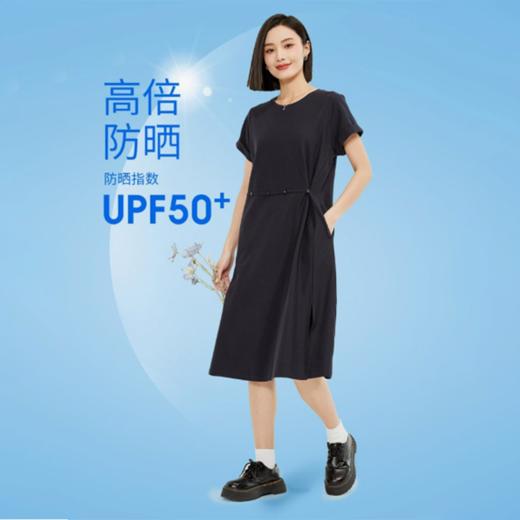 佐丹奴防晒连衣裙女黑科技凉感可调节腰开叉短袖t恤裙女13465222 商品图3
