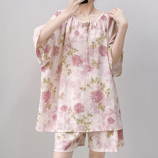 短袖棉绸睡衣新中式国风加大码宽松棉绸薄款可爱家居服套装可外穿 商品图2