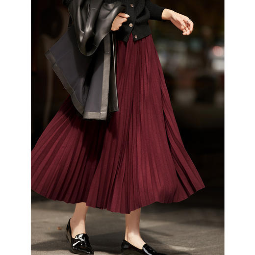 「自」全新升级【铂金会员247/天猫329/差价82】(11004)洛诗琳重工压褶高腰显瘦百褶裙2025秋装新款百搭A字半身裙 商品图1