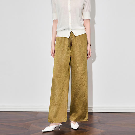 「高货wl」全新升级【铂金会员220/天猫299/差价79】(95145)洛诗琳简约通勤醋酸直筒裤2025夏季轻盈国风慵懒休闲裤女 商品图1