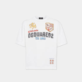 DSQUARED2 男士徽标印花棉质圆领短袖T恤 白色 S74GD1437 S24583 100
