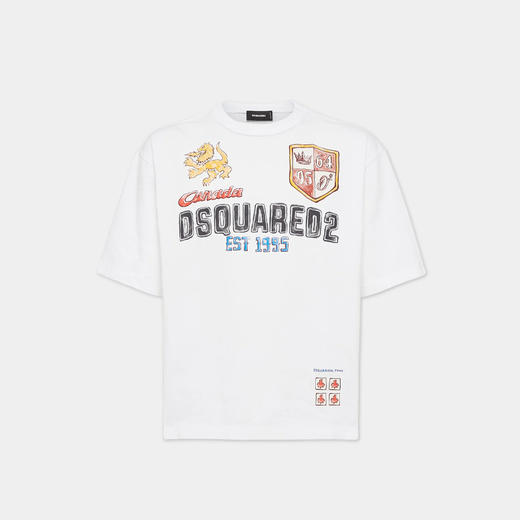 DSQUARED2 男士徽标印花棉质圆领短袖T恤 白色 S74GD1437 S24583 100 商品图0