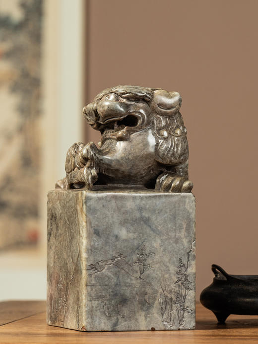 清	寿山石雕太狮少狮印章 商品图1