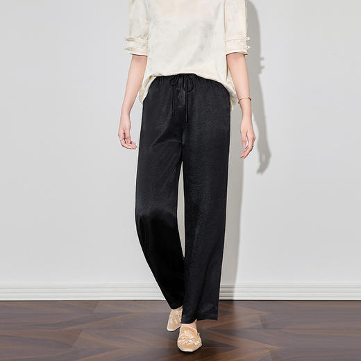 「高货wl」全新升级【铂金会员220/天猫299/差价79】(95145)洛诗琳简约通勤醋酸直筒裤2025夏季轻盈国风慵懒休闲裤女 商品图2