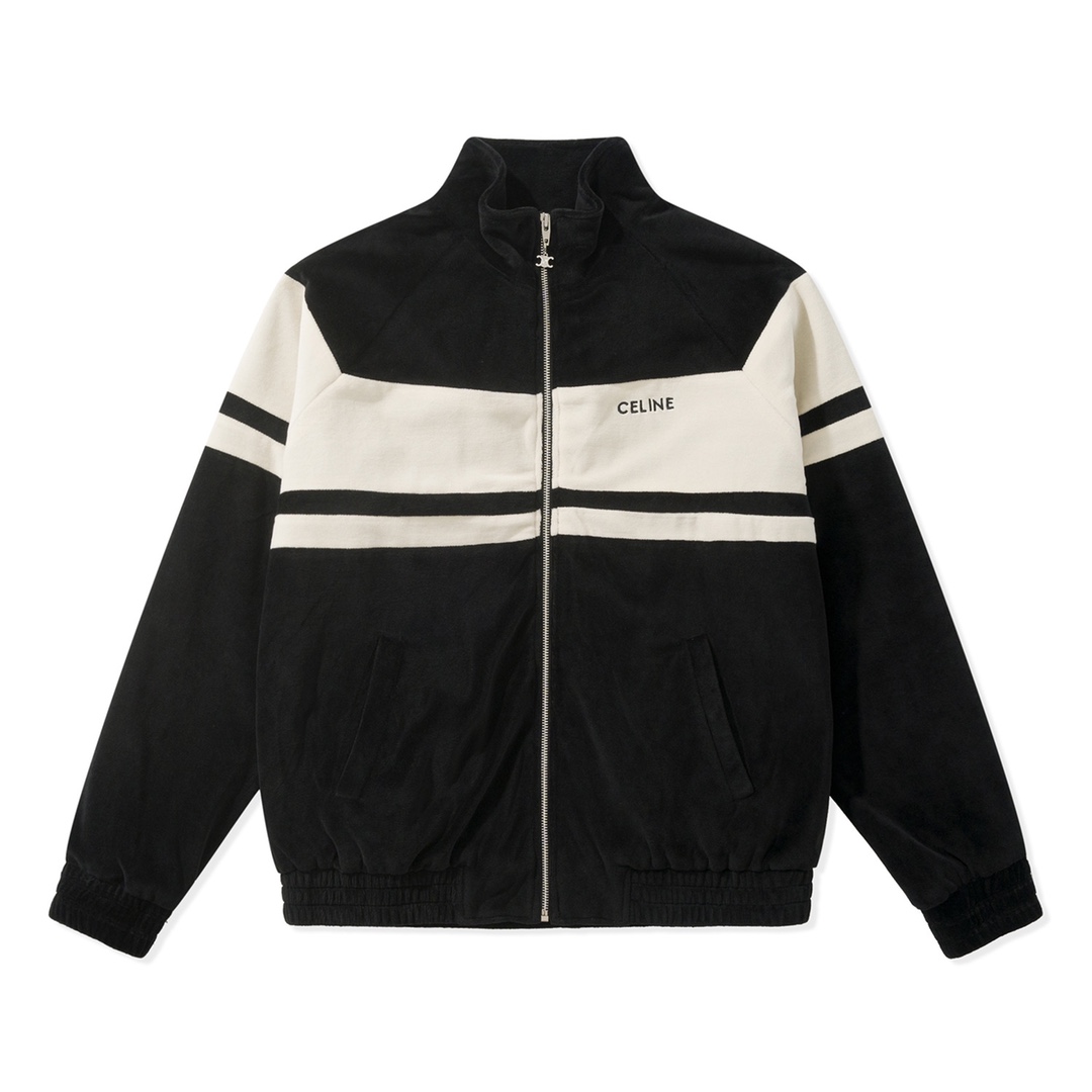 中性款logo刺绣天鹅绒夹克008