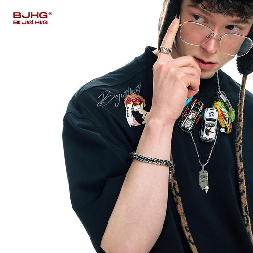 BJHG不计后果做旧复古珍珠军牌项链男女同款百搭美式潮流情侣吊坠 商品图1