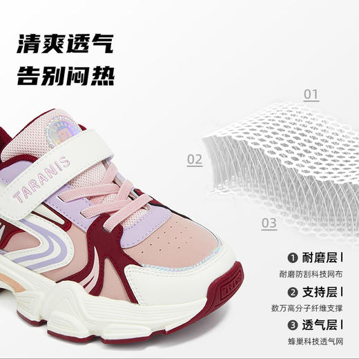 泰兰尼斯儿童运动鞋秋季新款女孩休闲鞋轻便舒适透气校园跑步鞋T01D5C6773 商品图2