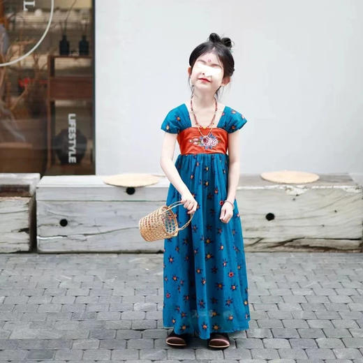 裁缝学苑TH06国风无袖汉服连衣裙纸样儿童背带裙童装样板图纸 商品图4