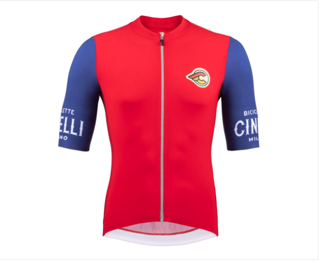 CINELLI 25年男款短袖骑行服（拉链款）红色拼接蓝色短袖