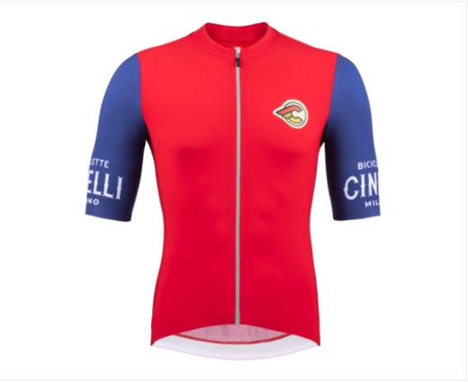 CINELLI 25年男款短袖骑行服（拉链款）红色拼接蓝色短袖 商品图0