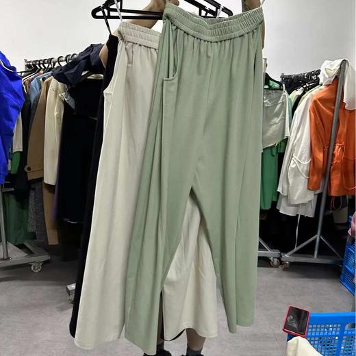 晶咕 韩系时尚全松紧加宽高腰纯色简约休闲裤 商品图0