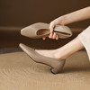 【预售5天】法式气质方头浅口单鞋，通勤百搭高跟鞋真皮粗跟工作鞋LD&7428 商品缩略图4