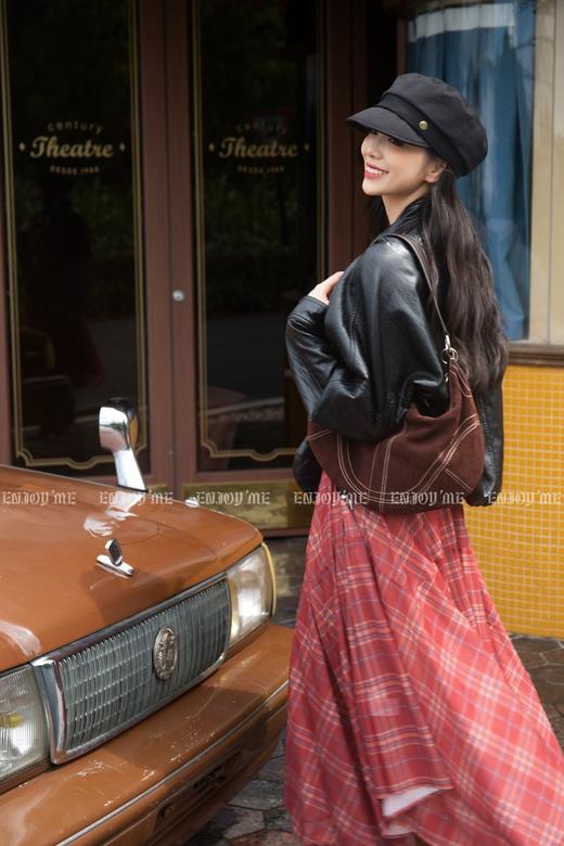 【门店同款】ENJOY秋季“光阴序语”立领抽绳款皮衣 164249831 商品图2