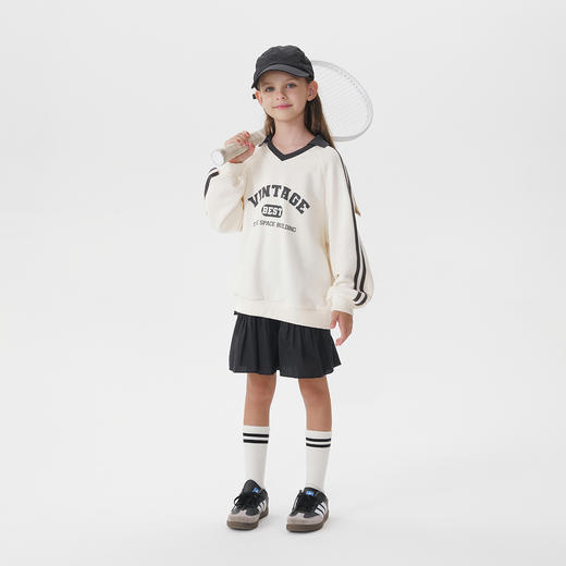 马克珍妮男女童美式学院polo领卫衣儿童套头衫2025秋装新款551210 商品图3