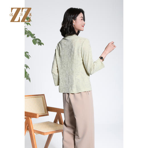 佐尔美中式提花立领盘扣七分袖优雅知性针织工艺衫女M43CC17 商品图4
