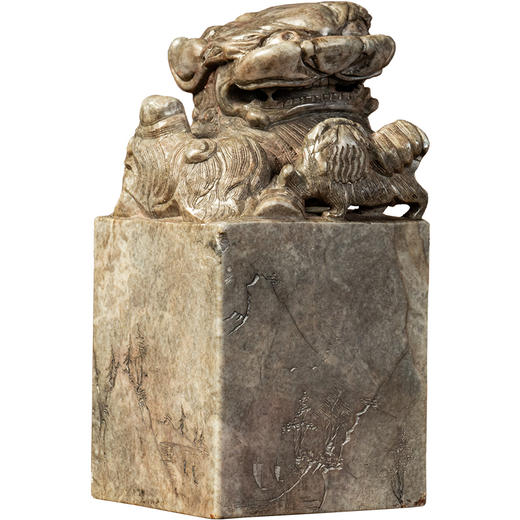 清	寿山石雕太狮少狮印章 商品图5