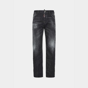 DSQUARED2 男士字母徽标贴片棉质休闲牛仔裤 黑色 S74LB1725 S30357 900