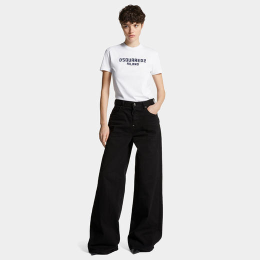 DSQUARED2 女士字母徽标贴片弹力棉质休闲牛仔裤 黑色 S75LB1052 S39781 900 商品图2