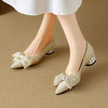 【预售5天】法式尖头蝴蝶结水钻舒适百搭单鞋浅口软底中跟女鞋DB&M6527 商品缩略图0