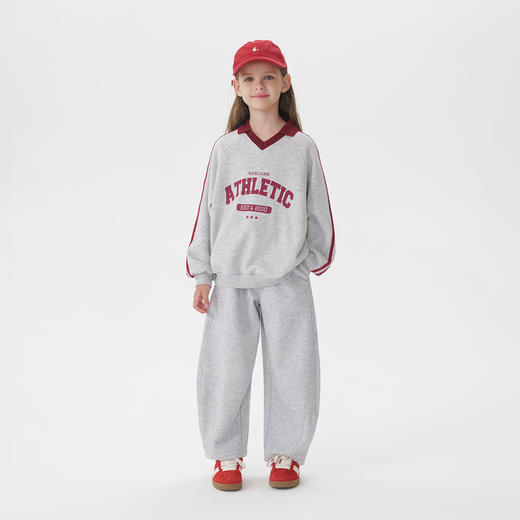 马克珍妮男女童美式学院polo领卫衣儿童套头衫2025秋装新款551210 商品图2