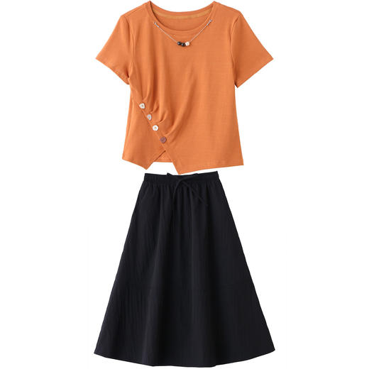 【预售3天】半身裙套装夏季2025新款小个子穿搭一整套设计感短袖t恤两件套CPYY8153 商品图4