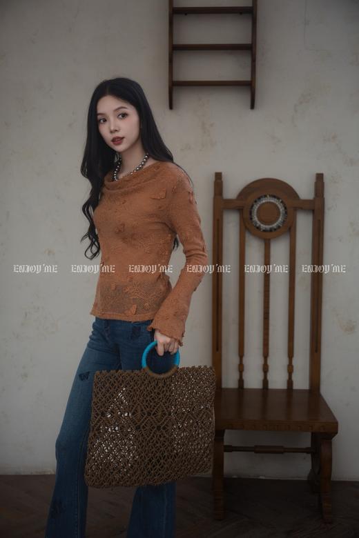 【门店同款】ENJOY秋季“浮光织影”提花微透上衣 164293073 商品图2