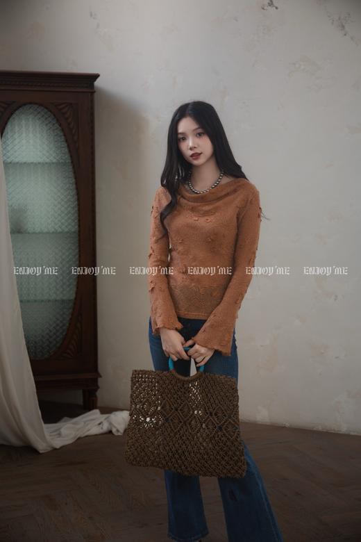 【门店同款】ENJOY秋季“浮光织影”提花微透上衣 164293073 商品图0