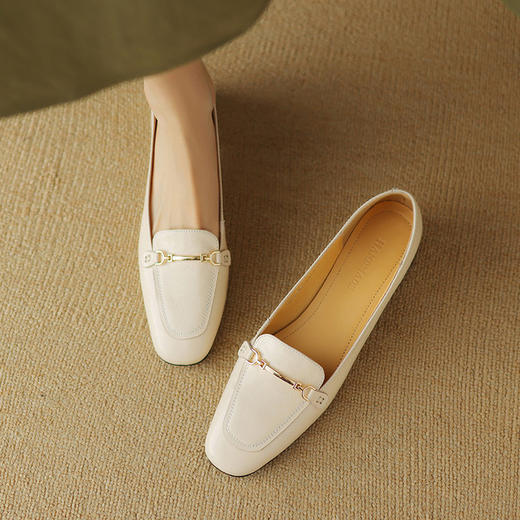 【预售5天】英伦风软皮乐福鞋，法式粗跟方头浅口单鞋中跟小皮鞋SSS&S5310-1 商品图2