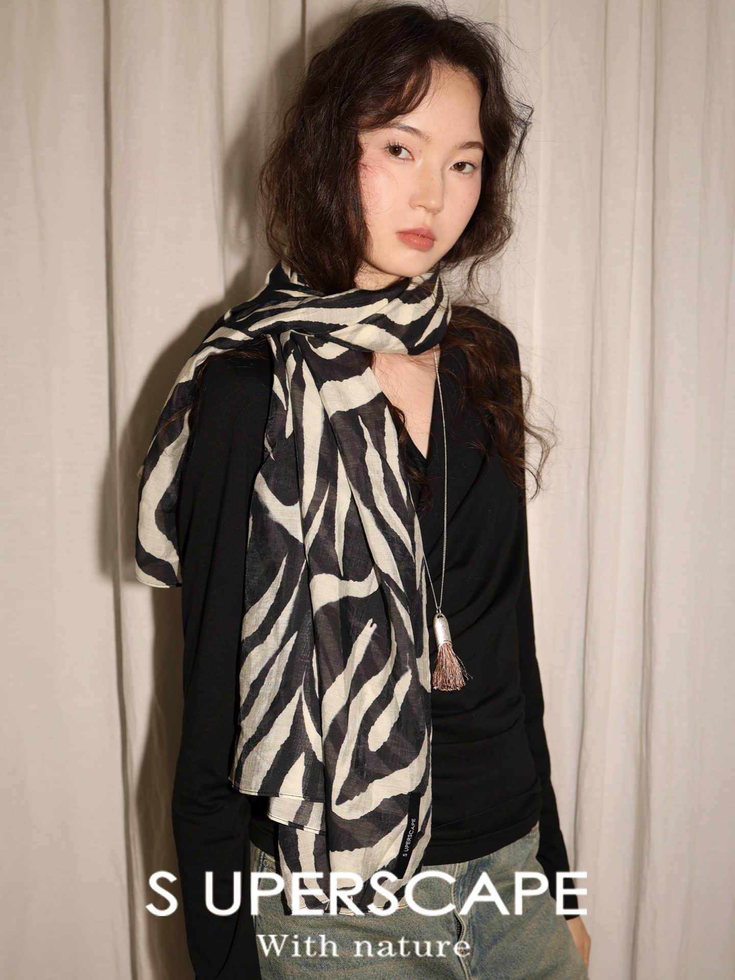 【8/6新品】素舶薄款轻薄斑马纹印花围巾方巾