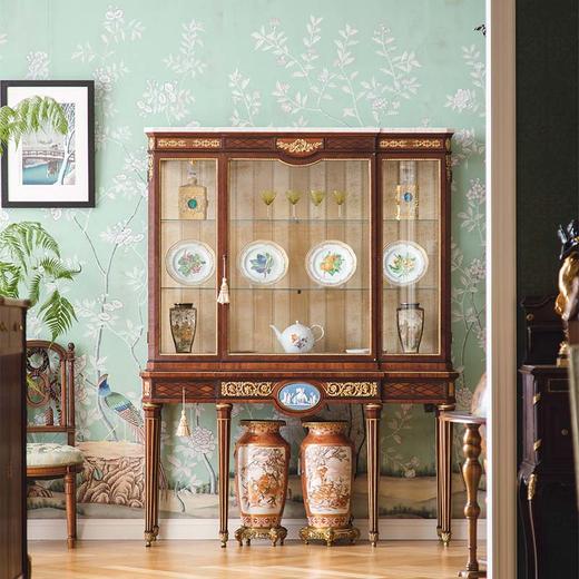 独角鹿西洋古董法国出品路易十六风格卷叶纹铜鎏金精雕韦奇伍德瓷板画嵌大理石顶硬木别墅玻璃展柜古董家具 商品图0