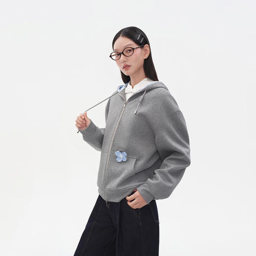 HERLIAN2025年早秋新品女士格纹拼接可拆卸花瓣装饰卫衣 商品图1